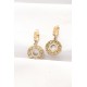 Pirinç Gold Renk Taşlı Oval Küpe Pirinç Gold Renk Taşlı Oval Küpe
