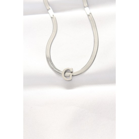 316L Çelik G Harfli Silver Renk İtalyan Zincirli Kolye 316L Çelik G Harfli Silver Renk İtalyan Zincirli Kolye