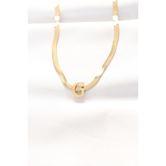 316L Çelik G Harfli Gold Renk İtalyan Zincirli Kolye 316L Çelik G Harfli Gold Renk İtalyan Zincirli Kolye