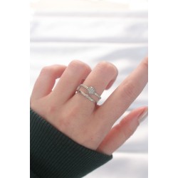 2li Görünümlü Topçuk Model Silver Renk Ayarlanabilir Yüzük