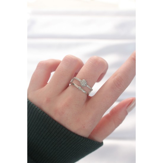 2li Görünümlü Topçuk Model Silver Renk Ayarlanabilir Yüzük 2li Görünümlü Topçuk Model Silver Renk Ayarlanabilir Yüzük