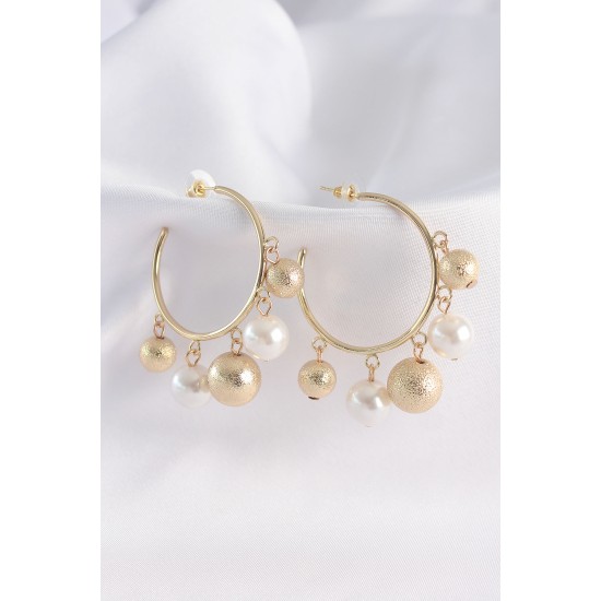 Pirinç Gold Renk Topçuk Model Halka Küpe Pirinç Gold Renk Topçuk Model Halka Küpe