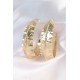 Pirinç Gold Renk Yaprak Desenli Halka Küpe Pirinç Gold Renk Yaprak Desenli Halka Küpe