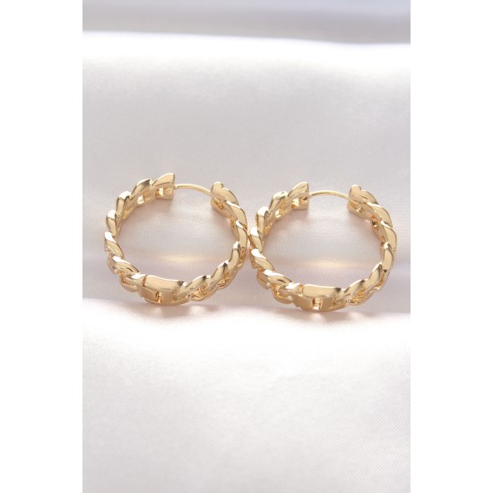 Pirinç Gold Renk Zincir Model Halka Küpe Pirinç Gold Renk Zincir Model Halka Küpe