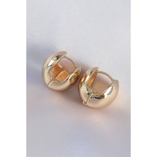 Pirinç Gold Renk İçi Boş Minimal Topçuk Küpe Pirinç Gold Renk İçi Boş Minimal Topçuk Küpe