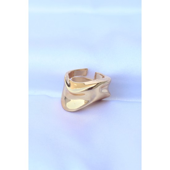 Pirinç Gold Renk Ayarlanabilir Kalın Ezme Yüzük Pirinç Gold Renk Ayarlanabilir Kalın Ezme Yüzük