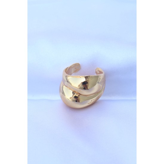 Pirinç Gold Renk Ayarlanabilir Damla Yüzük Pirinç Gold Renk Ayarlanabilir Damla Yüzük