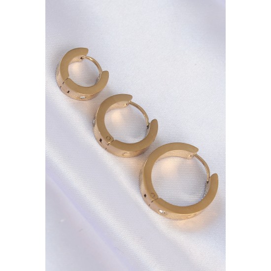 316L Çelik Gold Renk Zirkon Taşlı Model 3lü Halka Küpe 316L Çelik Gold Renk Zirkon Taşlı Model 3lü Halka Küpe