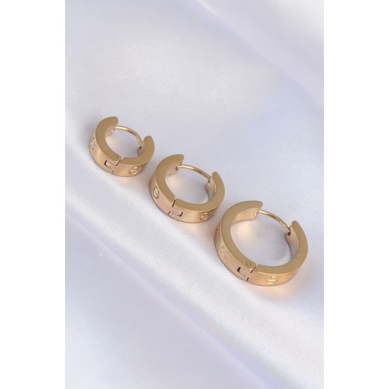 316L Çelik Gold Renk Model 3lü Halka Küpe 316L Çelik Gold Renk Model 3lü Halka Küpe