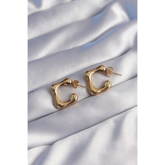 316L Çelik Gold Renk İçi Boş Bubble Kalp Küpe 316L Çelik Gold Renk İçi Boş Bubble Kalp Küpe