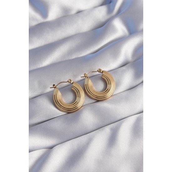 316L Çelik Gold Renk Oval Çizgili Plaka Model Küpe 316L Çelik Gold Renk Oval Çizgili Plaka Model Küpe