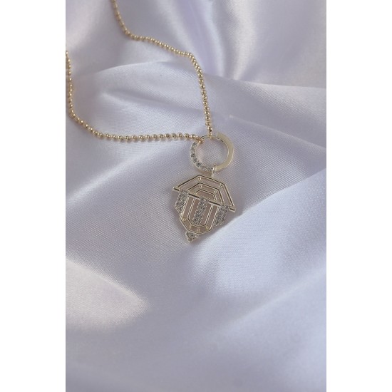 Pirinç Zirkon Taşlı Gold Renk Oval Detaylı Serenay Kolyesi Pirinç Zirkon Taşlı Gold Renk Oval Detaylı Serenay Kolyesi