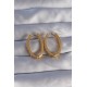 Pirinç Gold Renk Zirkon Taşlı Oval Model Küpe Pirinç Gold Renk Zirkon Taşlı Oval Model Küpe