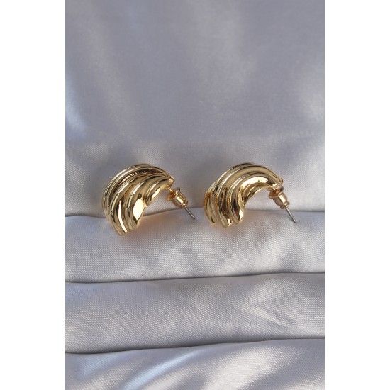 Pirinç Gold Renk Tırtıklı Bombe Model Küpe Pirinç Gold Renk Tırtıklı Bombe Model Küpe