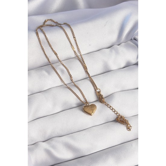 316L Çelik Gold Renk Kalp Model Love Kolye 316L Çelik Gold Renk Kalp Model Love Kolye