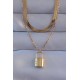 316L Çelik Gold Renk Çift Zincir Kilit Model Kolye 316L Çelik Gold Renk Çift Zincir Kilit Model Kolye