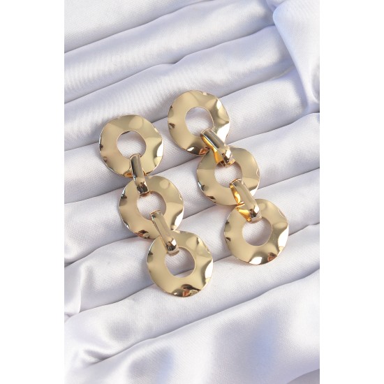 Pirinç Gold Renk Oval Ayna Model Sallantılı Küpe Pirinç Gold Renk Oval Ayna Model Sallantılı Küpe