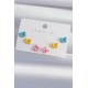 Pirinç Rengarenk Mineli Minimal Fiyonk Küpe Seti Pirinç Rengarenk Mineli Minimal Fiyonk Küpe Seti