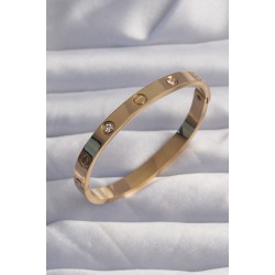 316L Çelik Baby Boy Gold Renk Zirkon Taşlı Model Kelepçe Bilezik