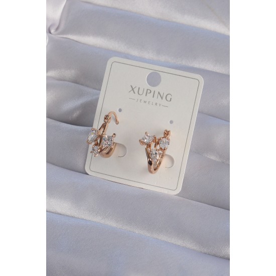 XUPİNG Rose Renk Zirkon Taşlı Halka Küpe XUPİNG Rose Renk Zirkon Taşlı Halka Küpe