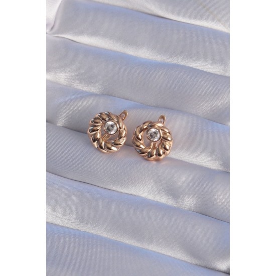 XUPİNG Rose Renk Oval Zirkon Taşlı Burgu Model Küpe XUPİNG Rose Renk Oval Zirkon Taşlı Burgu Model Küpe
