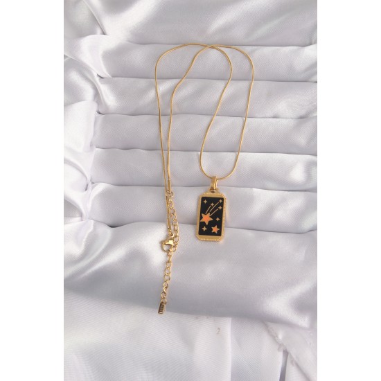 316L Çelik Gold Renk Siyah Mineli Yıldız Figür Tarot Kolye 316L Çelik Gold Renk Siyah Mineli Yıldız Figür Tarot Kolye