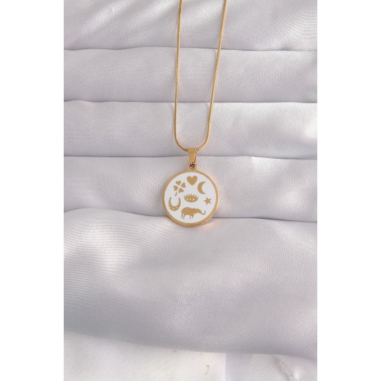 316L Çelik Gold Renk Beyaz Mineli Karışık Figürlü Tarot Kolye 316L Çelik Gold Renk Beyaz Mineli Karışık Figürlü Tarot Kolye