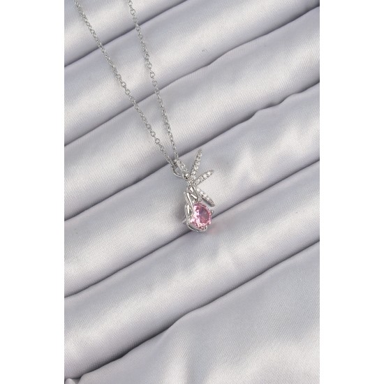 316L Çelik Zincir Gümüş Renk Pembe Zirkon Taşlı Peri Kolye 316L Çelik Zincir Gümüş Renk Pembe Zirkon Taşlı Peri Kolye