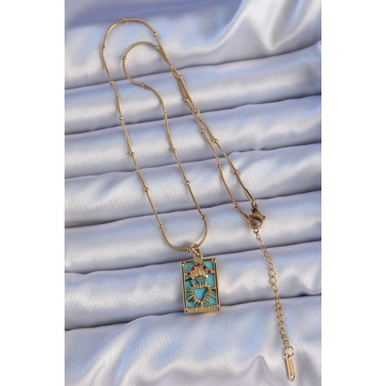 316L Çelik Gold Renk Mermer Desenli Renkli Zirkon Taşlı Kalp Figürlü Tarot Kolye 316L Çelik Gold Renk Mermer Desenli Renkli Zirkon Taşlı Kalp Figürlü Tarot Kolye