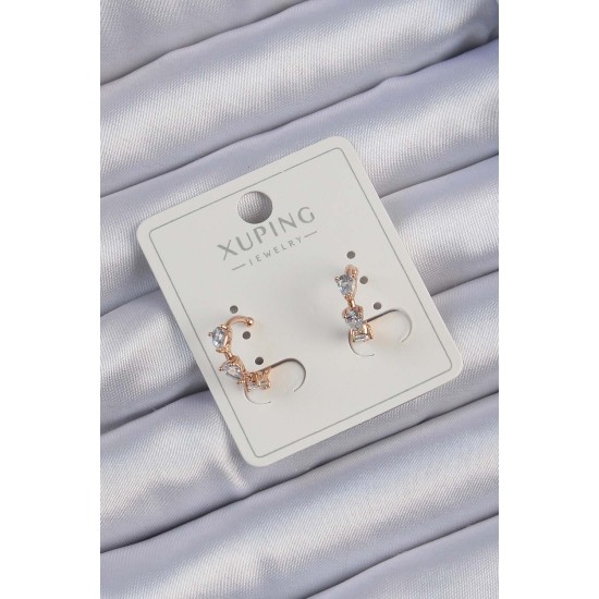 Xuping Rose Renk Damla Zirkon Taşlı Earcuff Küpe Xuping Rose Renk Damla Zirkon Taşlı Earcuff Küpe
