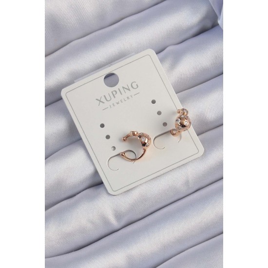 Xuping Rose Renk Zirkon Taşlı Bombeli Topçuk Earcuff Küpe Xuping Rose Renk Zirkon Taşlı Bombeli Topçuk Earcuff Küpe