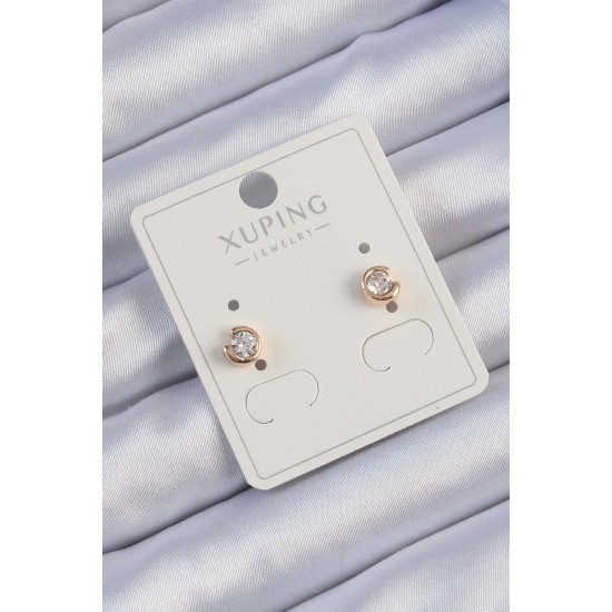 Xuping Rose Renk Zirkon Taşlı Minimal Oval Küpe Xuping Rose Renk Zirkon Taşlı Minimal Oval Küpe
