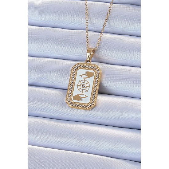 316L Çelik Zincir Altın Renk Mineli Zirkon Taşlı Göz Figür Tarot Kolye 316L Çelik Zincir Altın Renk Mineli Zirkon Taşlı Göz Figür Tarot Kolye