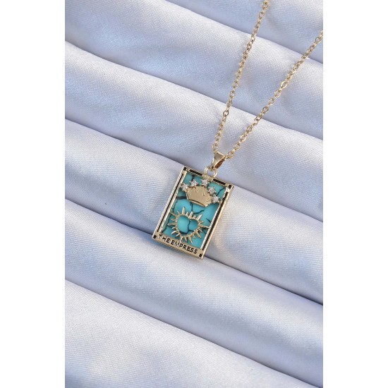 316L Çelik Zincir Altın Renk Zirkon Taşlı Mavi Mermer Desenli Taç Model Tarot Kolye 316L Çelik Zincir Altın Renk Zirkon Taşlı Mavi Mermer Desenli Taç Model Tarot Kolye