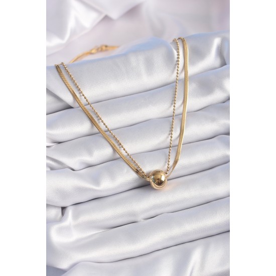 316L Çelik Gold 2'li İtalyan Zincir Model Top Model Kadın Kolye 316L Çelik Gold 2'li İtalyan Zincir Model Top Model Kadın Kolye
