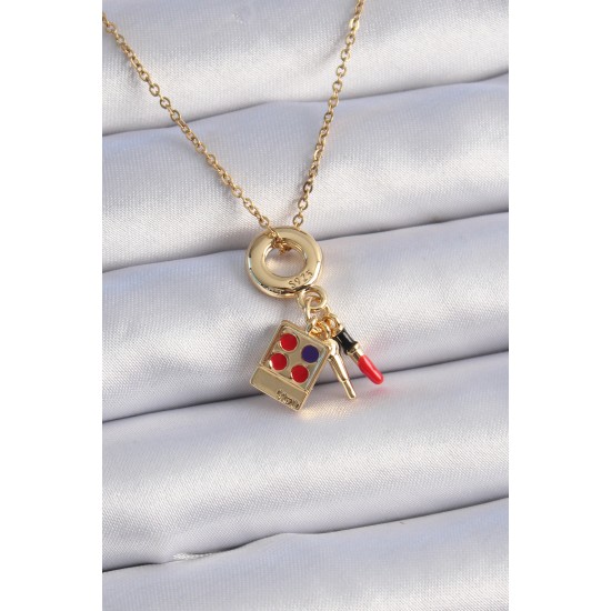 316L Çelik Gold Renk Makyaj Paleti Figür Charm Model Kadın Kolye 316L Çelik Gold Renk Makyaj Paleti Figür Charm Model Kadın Kolye