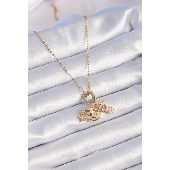 316L Çelik Gold Renk Zirkon Taş Detay Çocuk Figür Charm Model Kadın Kolye 316L Çelik Gold Renk Zirkon Taş Detay Çocuk Figür Charm Model Kadın Kolye