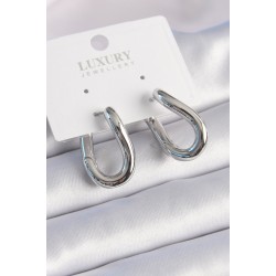Pirinç Gümüş Renk Halka Model Kadın Küpe