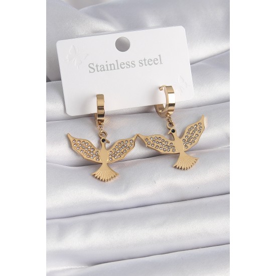 316L Çelik Gold Renk Zirkon Taşlı Anka Kuşu Model Kadın Küpe 316L Çelik Gold Renk Zirkon Taşlı Anka Kuşu Model Kadın Küpe
