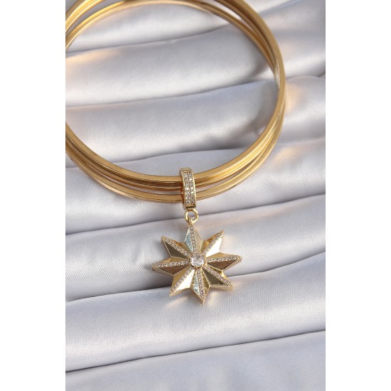 Pirinç Gold Renk Zirkon Taşlı Kutup Yıldızı Ajda Charm Pirinç Gold Renk Zirkon Taşlı Kutup Yıldızı Ajda Charm