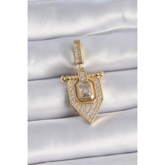 Pirinç Gold Renk Baget Zirkon Taşlı Ajda Charm Pirinç Gold Renk Baget Zirkon Taşlı Ajda Charm