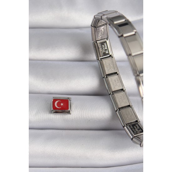 316L Çelik Gümüş Renk Türk Bayrağı İşlemeli Nomination Charm 316L Çelik Gümüş Renk Türk Bayrağı İşlemeli Nomination Charm