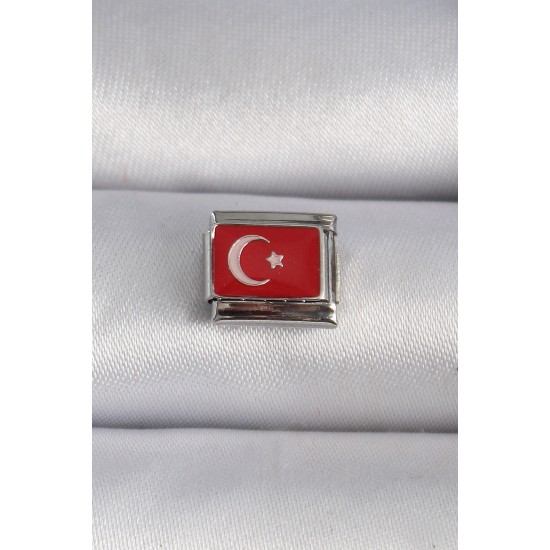 316L Çelik Gümüş Renk Türk Bayrağı İşlemeli Nomination Charm 316L Çelik Gümüş Renk Türk Bayrağı İşlemeli Nomination Charm