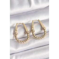 316L Çelik Gold Renk Burgu Halka Model Kadın Küpe