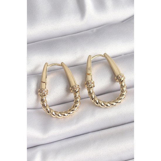 316L Çelik Gold Renk Burgu Halka Model Kadın Küpe 316L Çelik Gold Renk Burgu Halka Model Kadın Küpe