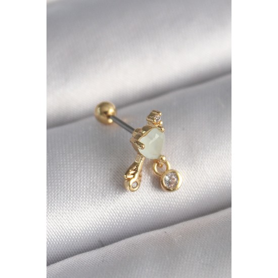 316L Çelik Gold Renk Beyaz Mineli Kalp Sallantı Zirkon Taşlı Tragus Piercing 316L Çelik Gold Renk Beyaz Mineli Kalp Sallantı Zirkon Taşlı Tragus Piercing