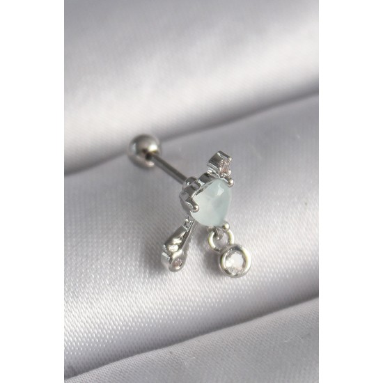 316L Çelik Gümüş Renk Beyaz Minelik Kalp Sallantı Zirkon Taş Detay Tragus Piercing 316L Çelik Gümüş Renk Beyaz Minelik Kalp Sallantı Zirkon Taş Detay Tragus Piercing