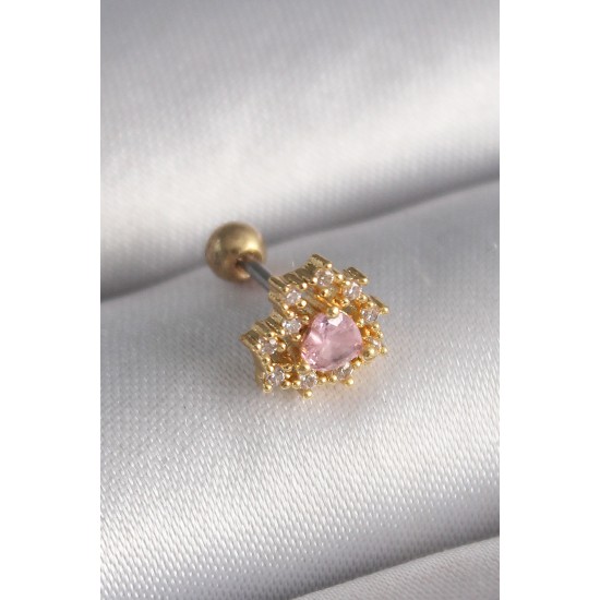 316L Çelik Gold Renk Zirkon Taşlı Kalp Tragus Piercing 316L Çelik Gold Renk Zirkon Taşlı Kalp Tragus Piercing