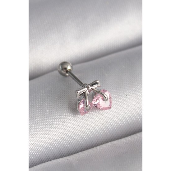 316L Çelik Gümüş Renk Pembe Zirkon Taşlı Kalp Tragus Piercing 316L Çelik Gümüş Renk Pembe Zirkon Taşlı Kalp Tragus Piercing