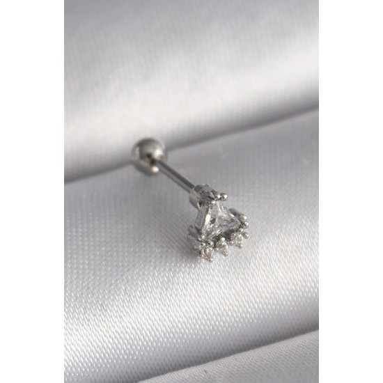 316L Çelik Gümüş Renk Üçgen Zirkon Taşlı Tragus Piercing 316L Çelik Gümüş Renk Üçgen Zirkon Taşlı Tragus Piercing